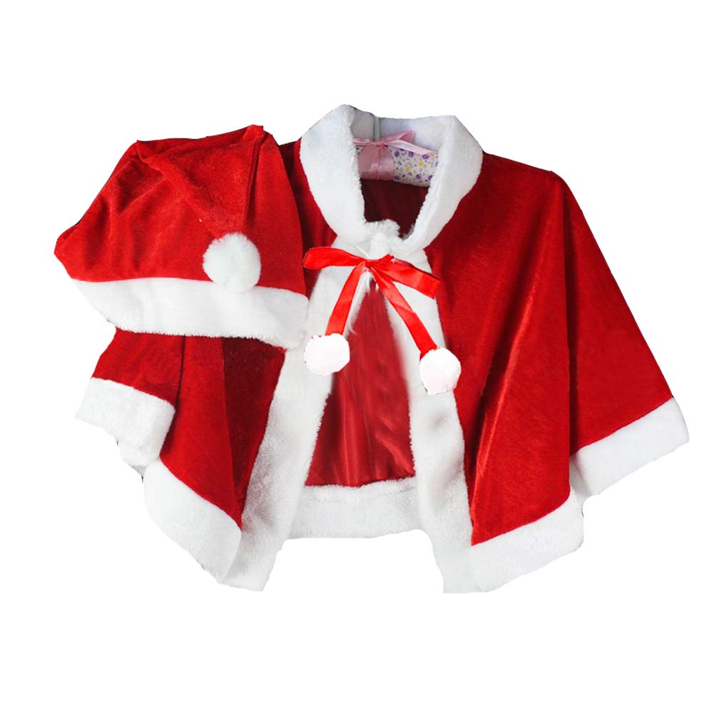 Ymgot Christmas Santa Kids and Santa Claus Poncho Santa Christmas Eve Costume Cloak, Cosplay, Adults, Cape, Outfit, (Children)