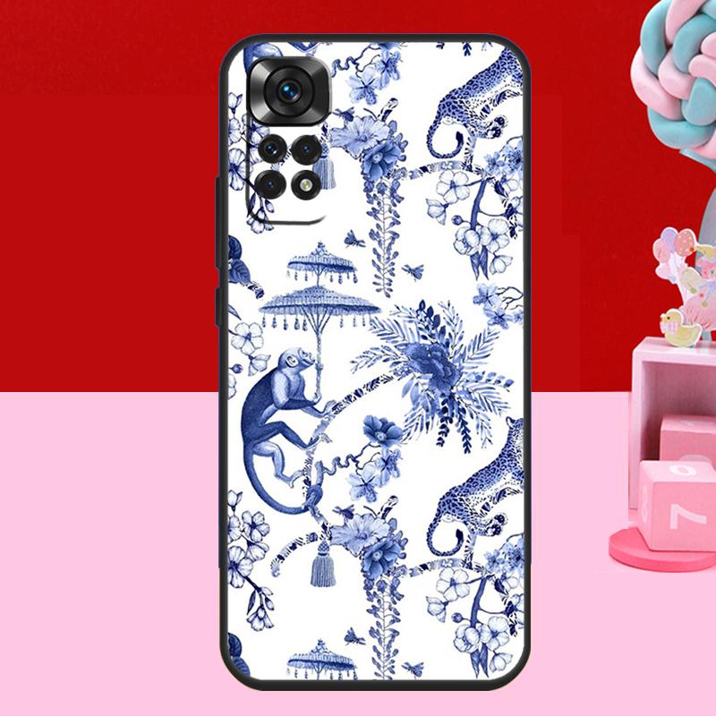 Сине-белый фарфоровый чехол для Xiaomi Redmi Note 14 13 12 11 10 15 Pro Plus Redmi 15 C 10C 12C 13C 14C Мягкая крышка