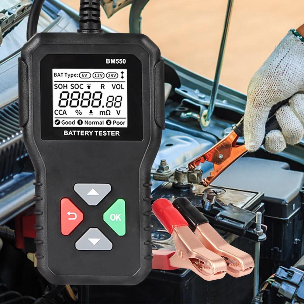 New 1Pcs Battery Tester BM550 100-2000 CCA Test Analyzer Diagnostic Tool Detector Accessories For Car Motorcycle Truck Trailer