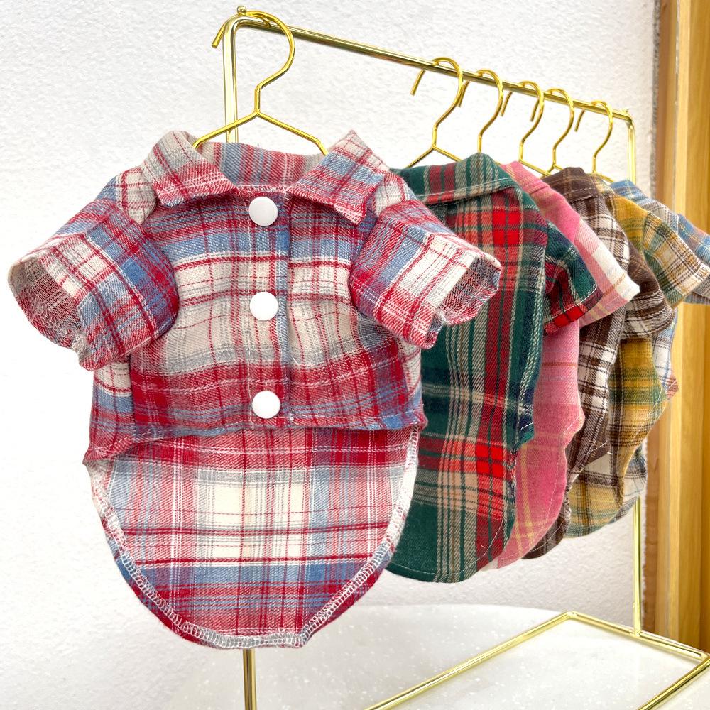 Клетчатая рубашка для домашних собак, летняя одежда для собак с отверстиями для поводка, пальто для домашних животных, куртка для щенков для маленьких, средних и больших собак весом до 50 кг.