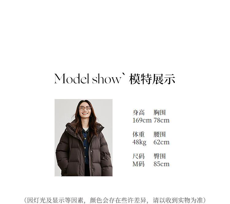 Falling shoulder double zipper stand up collar hooded cloud down jacket