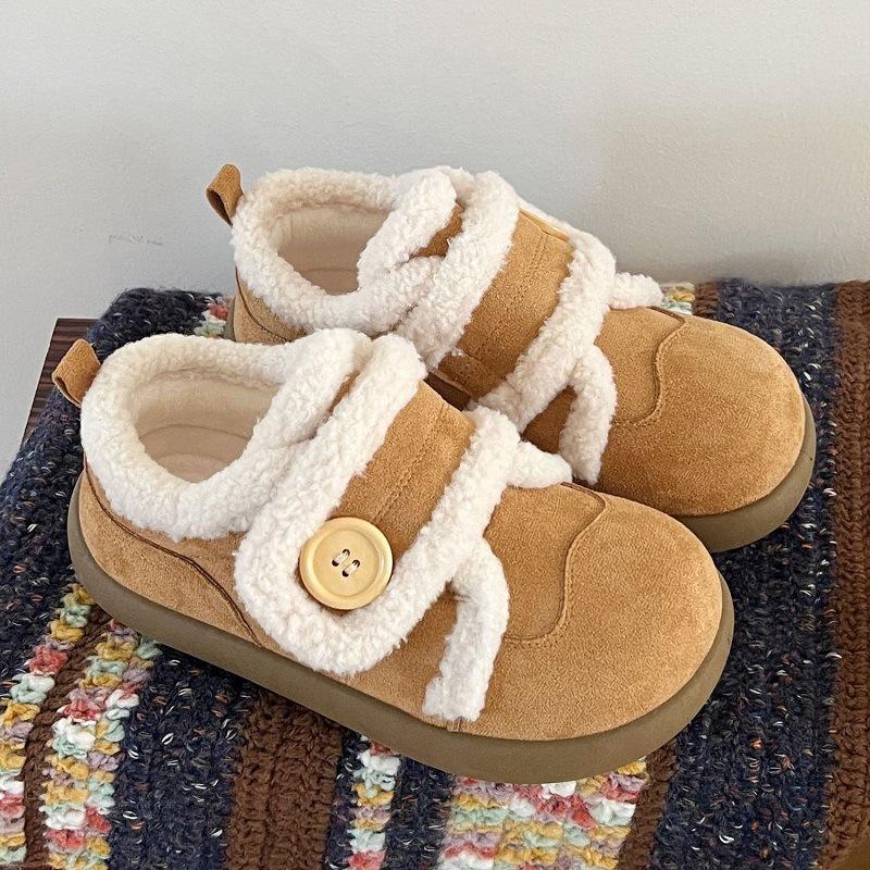 Флисовые хлопковые туфли Birkenstock на липучке новые зимние с толстой подошвой нескользящие теплые утепленные снегоступы