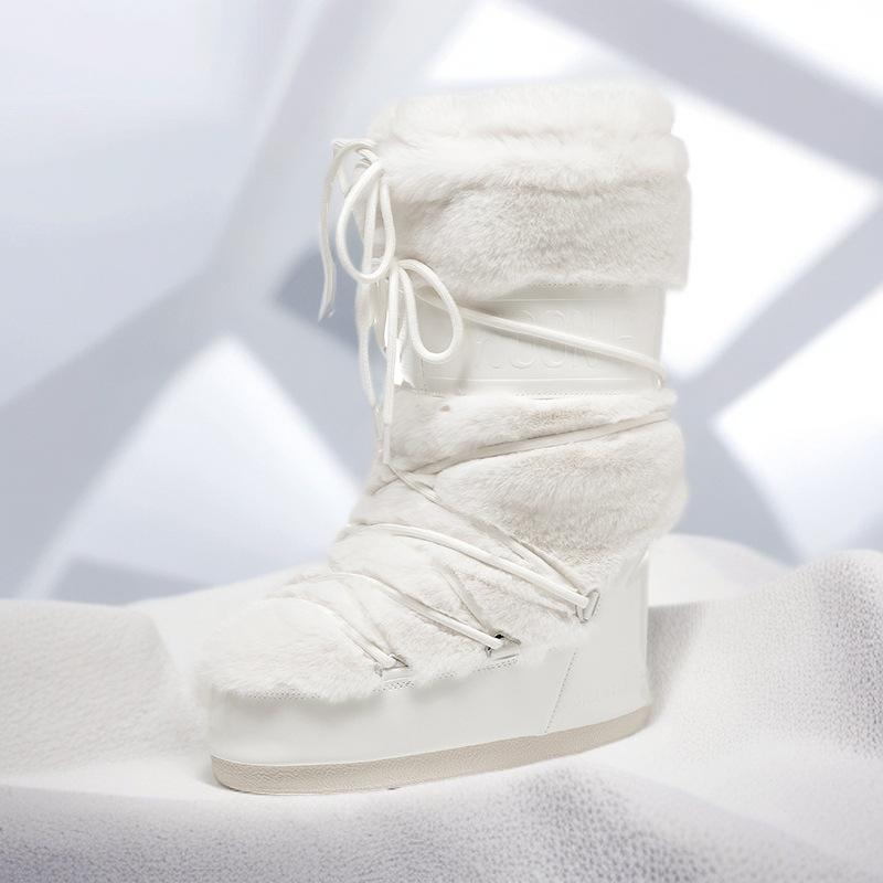 Модные зимние сапоги 2025 зима новые бархатные терморукава хлопковые сапоги нескользящие и износостойкие ремешки сапоги-буханки
