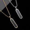 Minimalist Geometric Titanium Steel Necklace with Black Enamel Long Bar Pendant