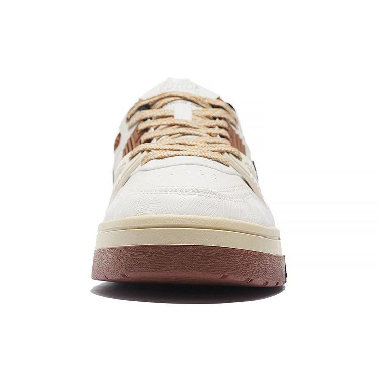 Li Ning 001 Btc низкие кроссовки для скейтбординга мужские белые коричневые AGCS103-5