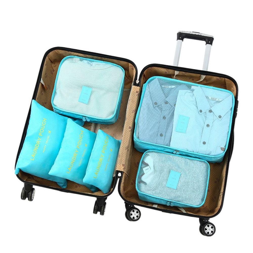 6pcs Clothe Tidy Pouch Waterproof Storage Bags Suitcase Packing Set Storage Cases Luggage Organizer