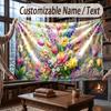 Floral Garden Theme Throw Blanket Custom Name Text Personalized Blanket Soft Cozy Blanket for Home Sofa Bed