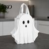Halloween Purses And Handbags Ghost Gift Bag, White Candy Pouch with Cute Face, Trick or Treat Bag Favor for Party, Kids Goodie Prizes Ribbon Handle