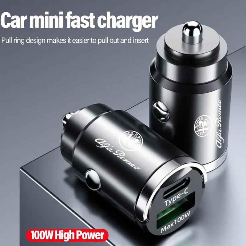 Car Stickers For Alfa Romeo Car Charger For Alfa Romeo 4C 159 166 Spider Giulia Giulietta 156 Tonale Mito USB Type-C Phone Hidde