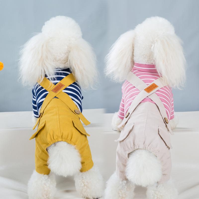 Trendy Pet Clothes Striped Dog Overalls for Small Breeds Breathable Dog Jumpsuit Spring and Autumn Outfit