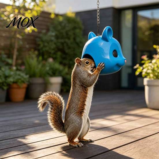 Quirky Gift for Gardeners Squirrel Head Feeder, Funny Mask Hanging Novelty Animal Feeder Garden Face Design, Wildlife Outdoor Backyard Decor