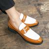 Fashion Italian Luxury Brand Loafers Men's Black and White Color Leather Shoes Slip-on Fashion Soft-soled Casual Shoes Wedding Moccasin
