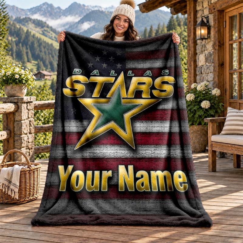 Фланелевое одеяло Dallas Stars с индивидуальным именем, персонализированное, мягкое, теплое, плюшевое покрывало, индивидуальный подарок для семьи, друзей