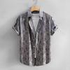 Summer Men Shirt Printing Turn-down Collar Short Sleeves Button-down Loose Mid Length Cardigan Daily Wear Vacation Top
