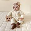 Bear Baby Winter Jumpsuit Scarf Autumn Toddler Outfit Set Fleece Newborn Romper for Boys Girls Clothes Infant Onesie
