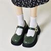 Туфли в стиле Лолиты, черные туфли на платформе для девочек, модные черные туфли на высоком каблуке с круглым носком Мэри Джейн, женские студенческие туфли для косплея, зеленые, черные