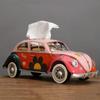 Retro Beetle Car Bus Shaped Iron Art Tissue Box Vintage Metal Paper Napkin Holder for Home Office Desktop Decor