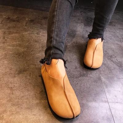 Женская обувь мокасины из натуральной кожи в стиле ретро, нескользящие, однотонные, повседневные женские балетки, женская легкая обувь для вождения