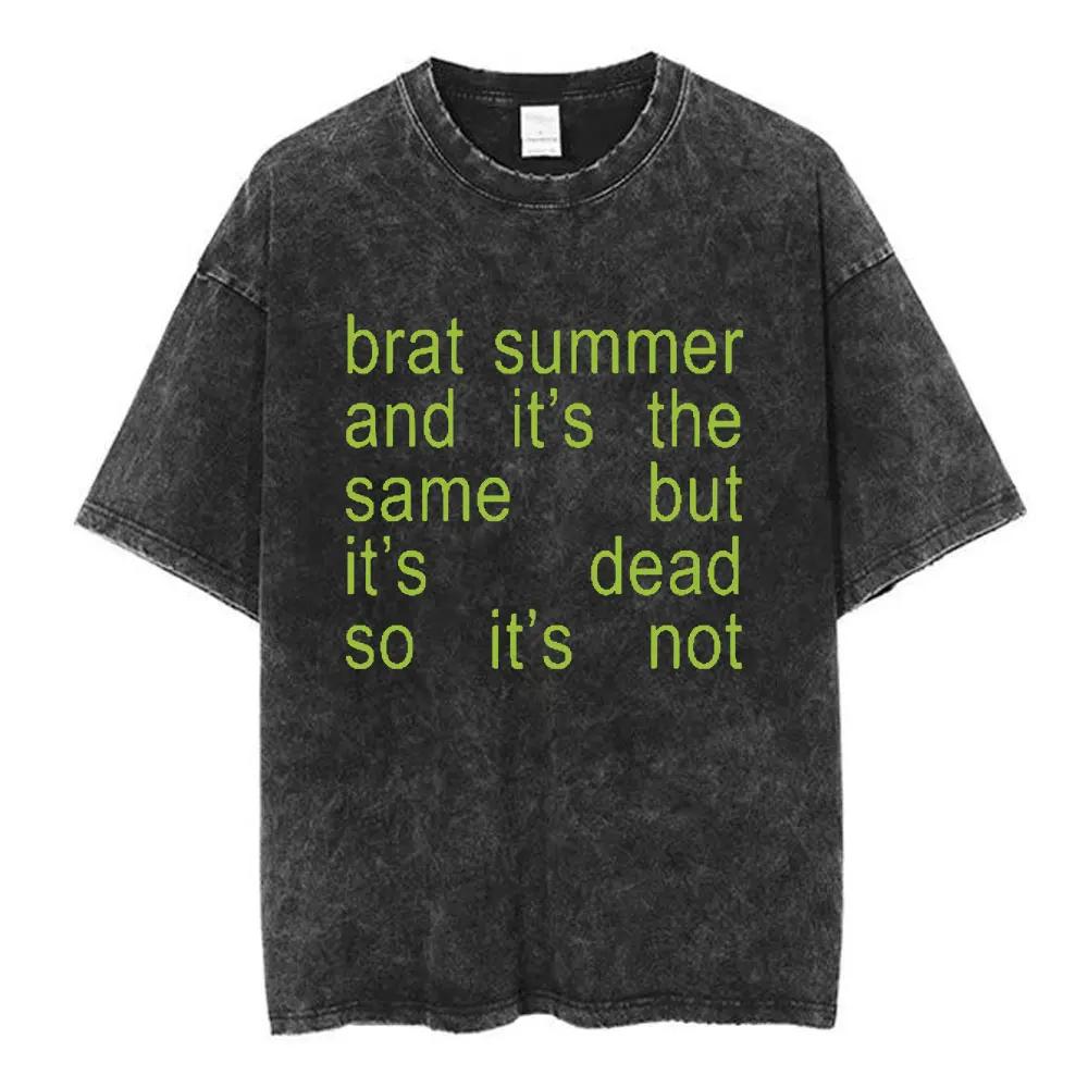 Charli Xcx Brat  Arena Tour Washed T Shirts Men Women Fashion Pop Music Tshirts Cotton Vintage Tshirt Oversized Streetwear