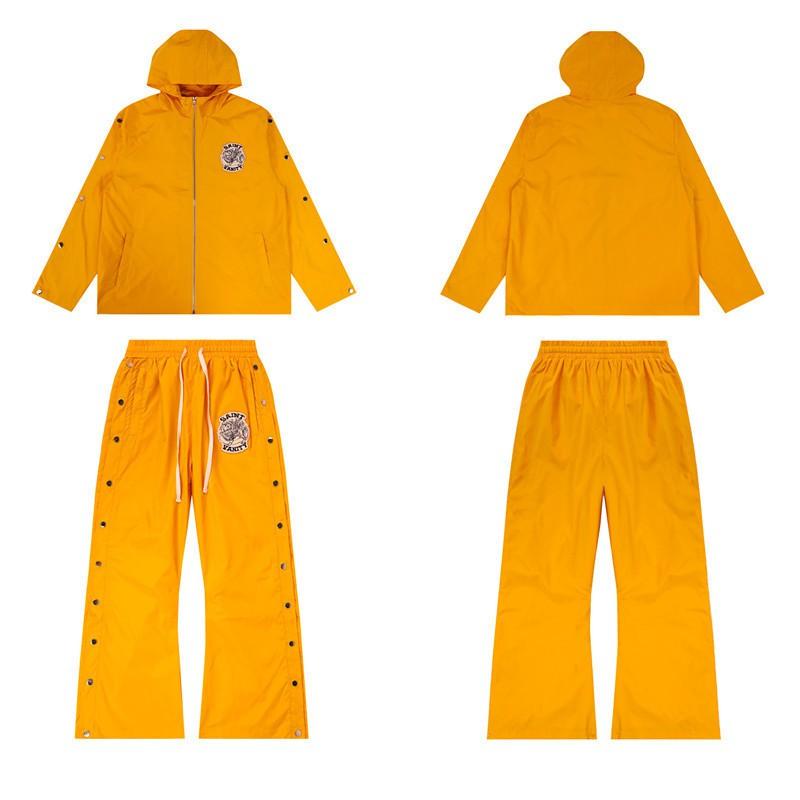 Mens Saint Embroidered Tracksuit Set Long Sleeve Hooded Jacket Button Track Pants Casual Sportswear Young Adults