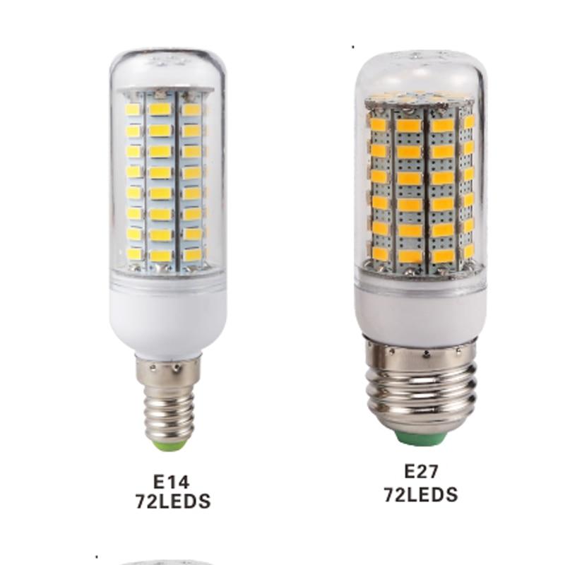 Светодиодная лампочка E27 Винтовая Сверхяркая Кукуруза 72 светодиода 5730SMD Лампочка 220В Светильник Домашний Люстра Свеча Комплект лампочек 6000K