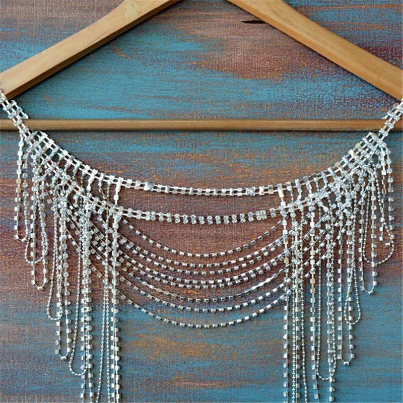 European and American Fashion New Style Bridal Multi-Layer Rhinestone Shoulder Chain Women's Party Wedding Shiny Crystal Tassel