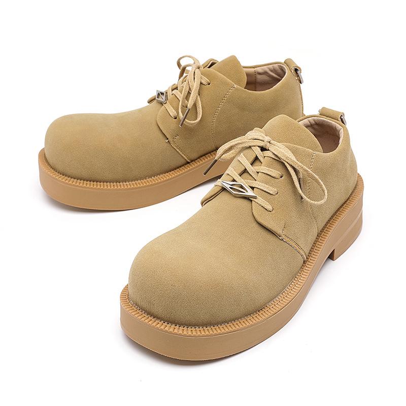 Туфли дерби мужские 2025 Новые Туфли с большой головой Микки, Низкий верх, Платформа, Большие желтые ботинки, Круглый носок, Модная кожаная обувь 68321-R