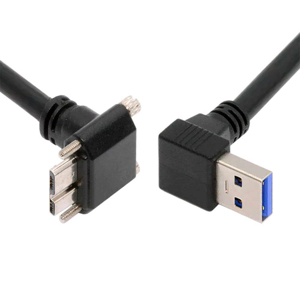 Xiwai 90-градусный USB A папа-хост к штекеру с фиксирующими винтами и передачей данных 5 Гбит/с для дисковых камер, угловой 3.0 Micro-B 3.0 панельный, кабель, 25 см,