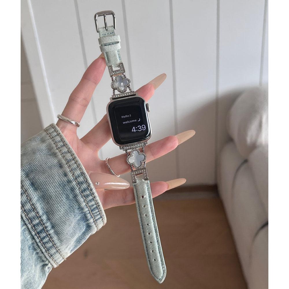 Ремешок из ткани и металлической цепочки для Apple Watch All Series Correa 45 мм 49 мм 44 мм 41 мм 40 38 42 Браслет Cowboy для iWatch Band