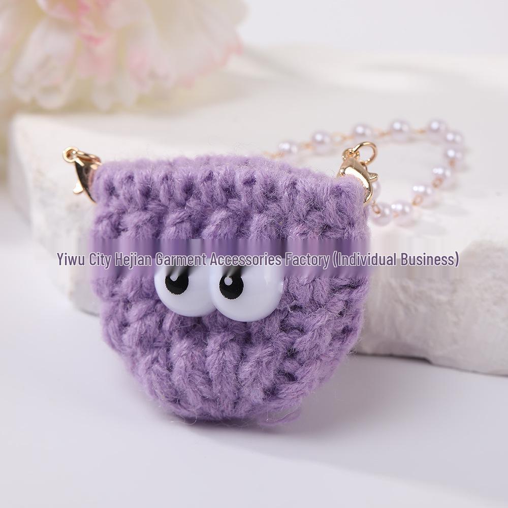 Mini Candy Color Yarn Bag Pendant with Cartoon Doll