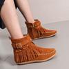 Autumn and Winter Women's Boots Short Boots European and American Style Rivet Flat Bottomed Tassel Boots for Children