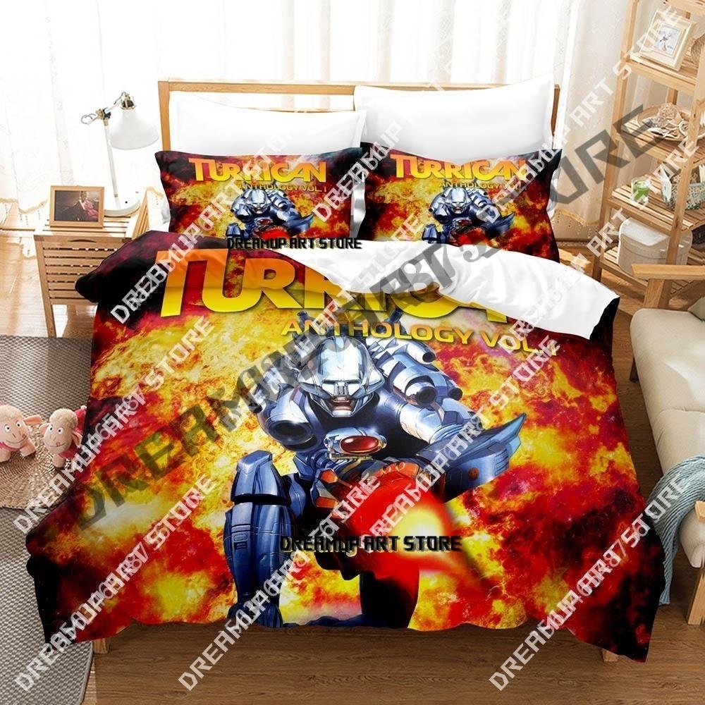 3D Печать Игровой Turrican Комплект Постельного Белья Односпальный Полуторный Полный Евро Королевский Размер Комплект Постельного Белья Для Взрослых Детей Спальни Пододеяльник Комплекты 3D Аниме Простыня