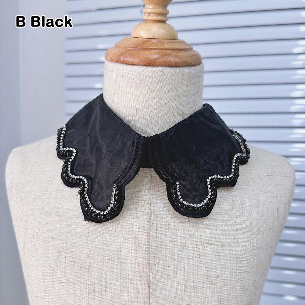 Imitation Pearl Fake Collar Versatile Lace Up Shawl Insignia Women's Lace Collar White Studded Mesh Shirt Collar Accessory Women