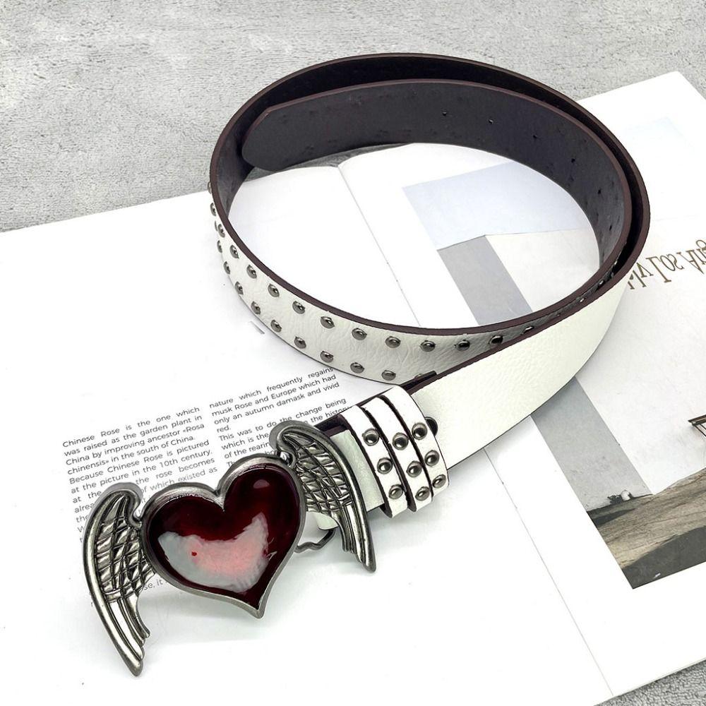 Double Hole Eyelet Grommet Punk Rivet Belts Y2k PU Leather Waistband Vintage Buckle Waist Belt