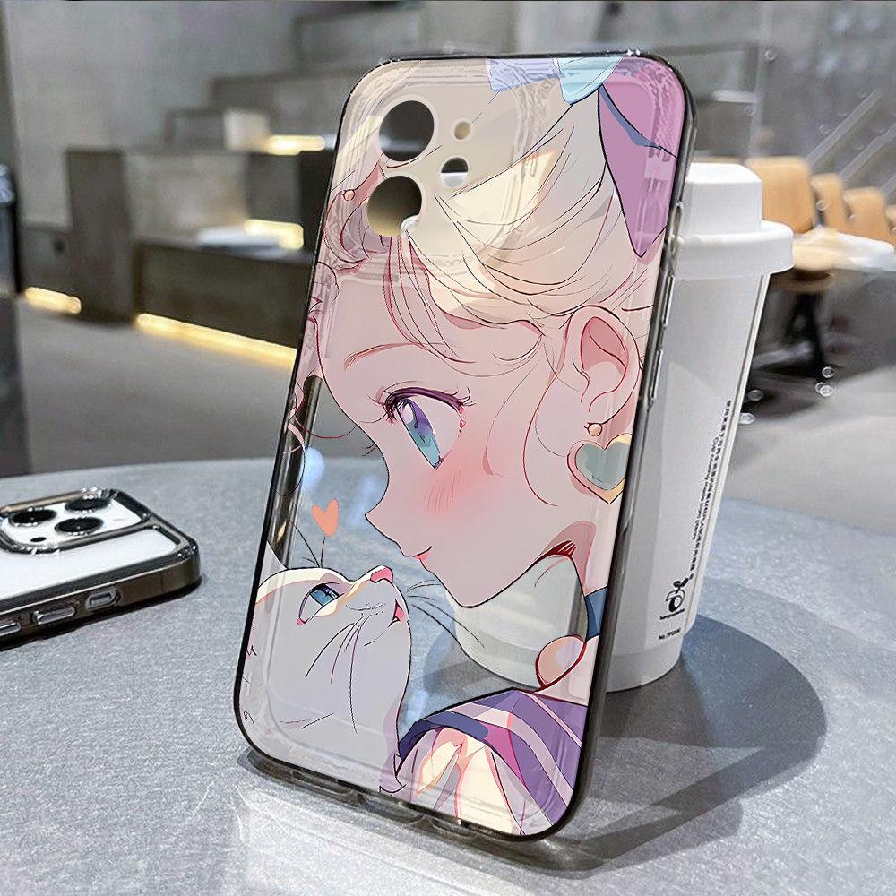 Кот и девочка подходит для iPhone17promax Apple 16 чехол для мобильного телефона 14/13 прозрачный 15 всесторонний x противоударный