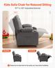 Kids Recliner Chair, Toddler Lounger with Cup Holders & Pockets, 107° to 126° Adjustable Back, Breathable Polyester Upholstery Reclining Sofa with