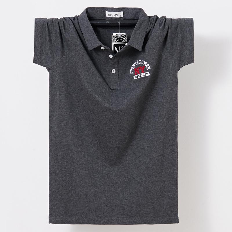 Мужская футболка больших размеров с лацканами и коротким рукавом, рубашка-поло большого размера, тонкая хлопковая деловая повседневная футболка с половиной рукава