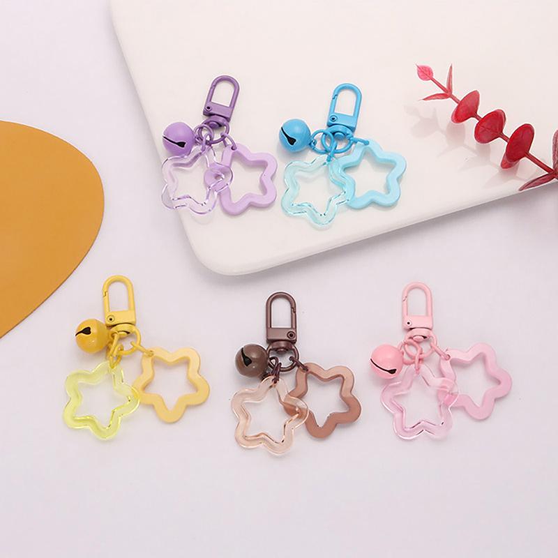 Five-Pointed Star Bell Pendant Keychain Bag Charm Keyring Car Hanging Key Holder