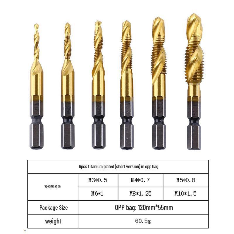 Набор спиральных метчиков из быстрорежущей стали с шестигранным хвостовиком для электродрелей