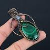Malachite & Moonstone Gemstone Handmade Pure Copper Wire Wrap Amazing Pendant