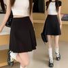 2024 College Style High Waist A-Line Pleated Midi Skirt for Plus Size Pear-Shaped Bodies