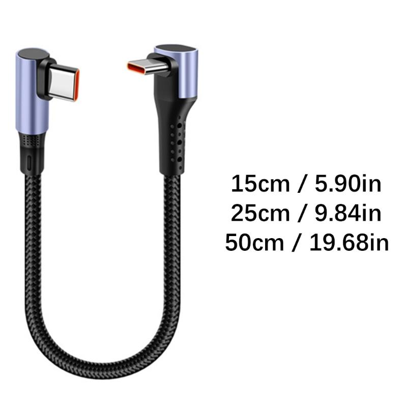 15/25/50 см Короткий 66 Вт USB Type C на Type C Кабель Угловой 90 градусов USB C на Type C Кабель Шнур Быстрой Зарядки для Power Bank