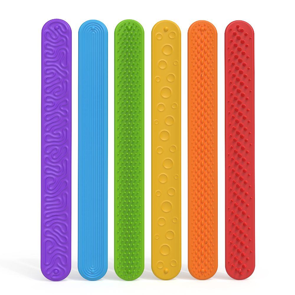 6Pcs Textured Silicone Sensory Bracelet 6Pcs Fidget Toys Christmas Gift Calming Toy  Boy Girl