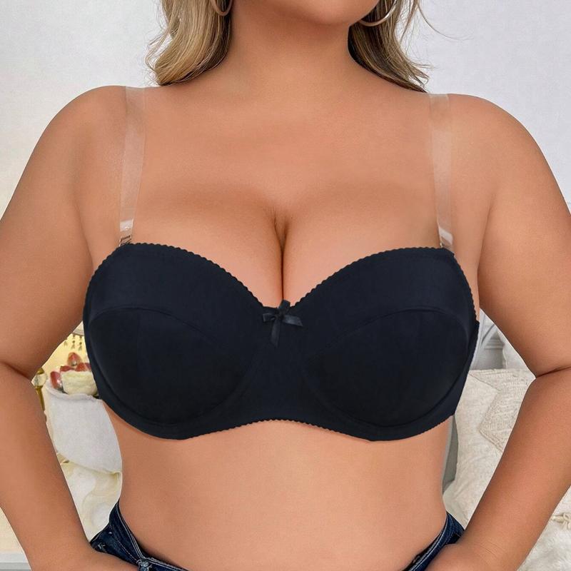 Women Invisible Strap Bra Plus Size Underwear Half Coverage Ultra-Thin Breathable Lingerie with Wired 85-100Cd Cup Top
