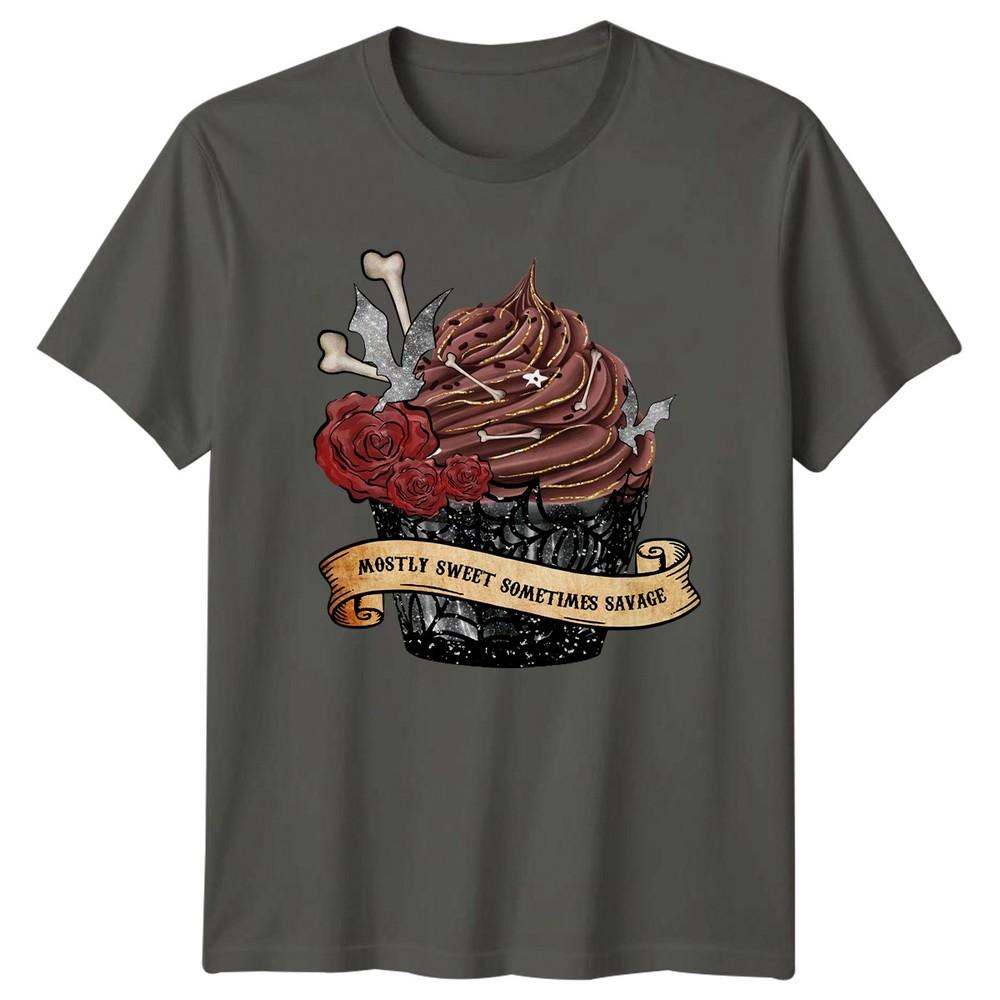 Mostly Sweet Sometimes Savage Unisexs TShirt Spooky Cupcake Halloween Gift