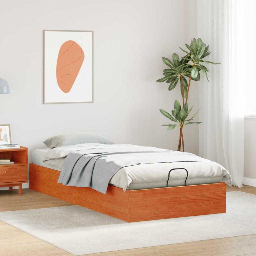 Ottoman Bed Frame with Storage Space Wax Brown 75 x 190 cm