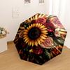 Sunflower And Floral Round Rug Vibrant Garden Design Portable Automatic Umbrella With Elegant Collapsible With 8Rib Durable Plastic Iron For Outdoor