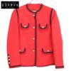 482665 17 Years Red Pearl Button Collarless Jacket Jacket 38 Red navyUsed