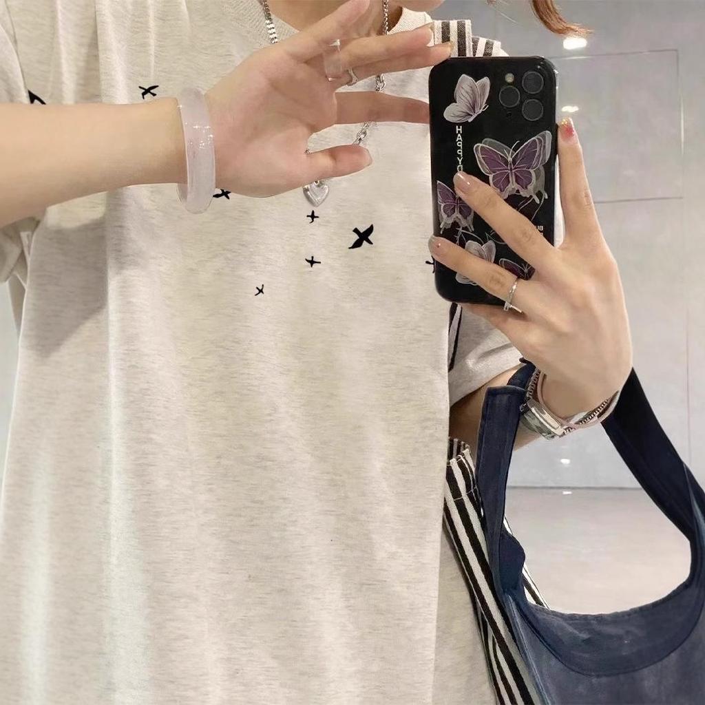 Женская футболка свободного кроя из американского хлопка в стиле ретро 2025 года, большой размер, короткие рукава, летний дизайн