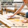 Garden Furniture Set Wood Seating Group for 4 People with 2-Seater Sofa 2 Armchairs Table Rope Weave Slat Design Washable Cushions